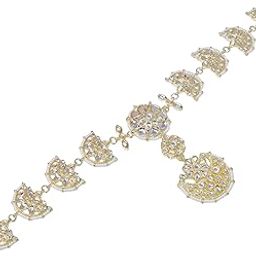 Brass Gold-Toned & White Embellished Ethnic Kundan Bridal Mathapatti Traditional Indian Head Ornament for Women Wedding & Gift MJMP55-image-32