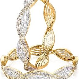 American Diamond Gold Plated Jewellery Bangles for Women and Girls-8