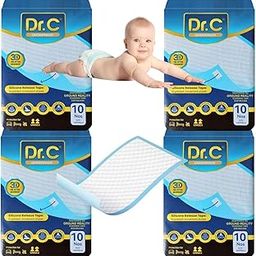 Dr C New 3D Core Disposable Baby Underpad Bed Pad Changing Mat Pad Liners for Newborn Baby Kids with 4 Non Slip Tape – Soft Superior Absorbency Leak Proof Hypoallergenic Underpad, 10 Sheets 60x90cm-image-1