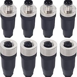 Lonlonty M12 4 Pin Male & Female Socket Panel Aviation Wire Connector,12mm Industrial Circular Connector,Outdoor Waterproof IP67,4 Sets-18