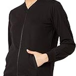 Women's Black Solid Ribbed Bomber Jacket-picture-7
