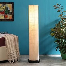 AMDHOME Jute Shade LED Round Shape Floor Lamp, Standing Modern Iron Finish Base (33 Inch, Color-White) - For Bedside & Living Room, Bedroom | Home Decor, Hotel, Office Decoration | Perfect for Gifting-picture-32