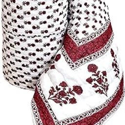 HASHIREX 210 TC Single Bed Jaipuri Razai Reversible Cotton Blanket Ac Quilt Soft Light Weight Rajasthani Traditional Cotton Comforter Rajai 85 x 55 inch, Maroon-image-22