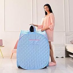 Kawachi Foldable Steam Sauna Bath with Camouflage Heat Resistant Cabin for Home and Beauty Spa I03-Camouflage (Sky Blue)-32