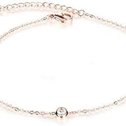 AAA+ Cubic Zirconia Casual Sporty Rose Gold Color Barefoot Sandal Stainless Steel Anklet Bracelet for Girls Women-picture-14