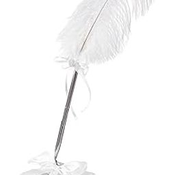 UJEAVETTE Guest Book Pen Writing White Guest Pen and Stand for Engagement Party Crafts Style A-picture-14