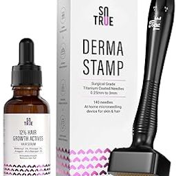 Sotrue Hair Growth Serum with Derma Stamp for Hair Combo, Adjustable Titanium Coated Needles 0.25mm to 3mm | 140 Microneedling Stamp for Skin Repair , Redensyl 3%, Procapil 3%, Anagain 4% and Baicapil 2%, 30 ml-image-54