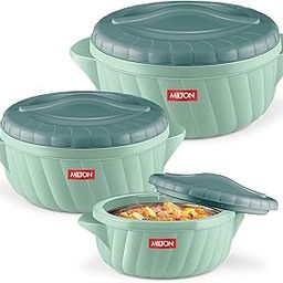 MILTON Flora Jr Set Insulated Inner Steel Casserole for Roti, 3 Pc (455ml,750ml & 1.25L) Hot Box for Kitchen, Hot Pot with Lid, Chapati Box, Serving Box, Light Green-image-68