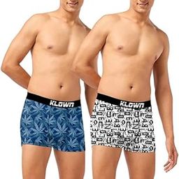 Pack of 2 Printed Trunk for Men | Cotton Blend | Soft & Stretchable | Stylish Men's Underwear | Comfortable Fit | Assorted Prints | Innerwear for Men |Grey-Black-Light Blue-image-68