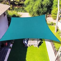 GREEN DECOR-Waterproof Polyester 300GSM Fabric Rain UV & Sun Protection Rectangle ShadeSail Canopy for CarParking,Patio & Garden,Lawn with SS Triangle & Rope (Turquoise, 14X20 Feet, Pack of 1)-image-33