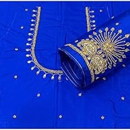Maggam Blue Aari Work Blouse Piece Material, Unstitched, 1 Metre,-image-39