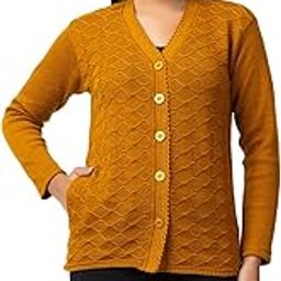 Women's Warm Woolen Cardigan - Stylish Full Sleeve Knitwear for Winter, Cozy & Elegant Sweater with Front Buttons and Pockets with Diamond Design-image-94