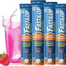 Fast&Up Reload (20 Litres) Low Sugar energy drink for Instant Hydration - 80 Effervescent Tablets with all 5 Essential Electrolytes + Added Vitamins - Certified Electrolytes Drink - Berry flavour-0