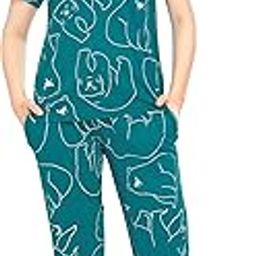 Night Suit for Women's Polar Bear Printed Cotton Night Dress of Top and Pajama Set 5776-image-46