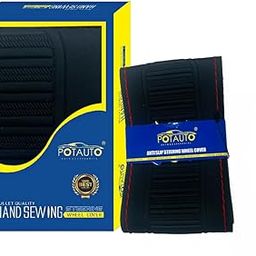 Potauto Car Steering Wheel Cover, Breathable & Anti-Slip Leather Steering Wheel Covers for Universal Fit (A621)-image-19