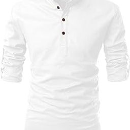 Men's Cotton Blend Solid Full Sleeve Short Kurta Shirt, Regular Fit Solid Pattern Mandarin Collar Straight Kurta Shirt-image-21