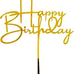 Propsicle Happy Birthday Acrylic Elegant Cake Topper Pack of 1 Golden Cake Decoration item-picture-26