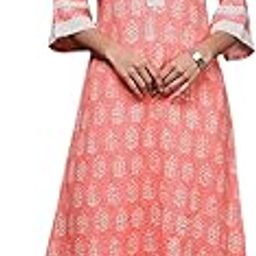 libas Peach Printed Cotton Blend A-Line Kurta With Trousers-picture-10