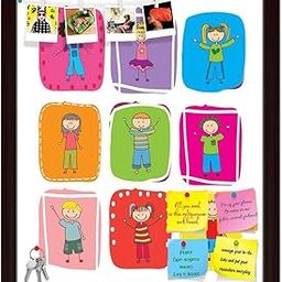 ArtzFolio Happy Children Over Colors | Bulletin Board Notice Pin Board | Vision Soft Board Combo with Thumb Push Pins & Sticky Notes | Dark Brown Frame | 12 x 14.2 inch (30 x 36 cms)-image-67