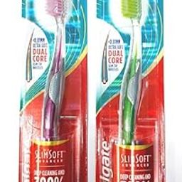 Colgate Adult Slim Soft Advance Manual Toothbrush Ultra Soft Toothbrush (2 Toothbrushes),Multicolour-11