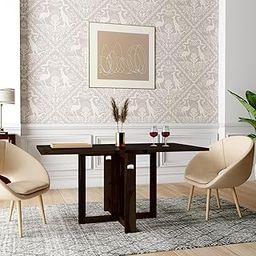 Angel Furniture Solid Sheesham Wood Foldable Dining Table Compact Design (Plain Top, Walnut Finish)-4