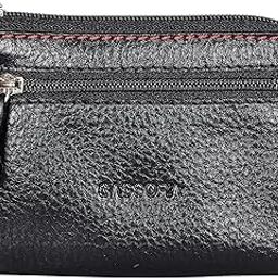 Sassora Premium Leather Unisex Zip Closure Small Black Key Pouch-45
