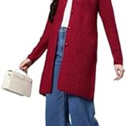 Women Longline Solid Self-Design Coat-image-64