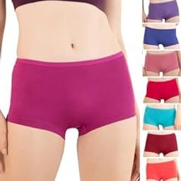for Her Women's Boy Shorts Panty | High Coverage 100% Cotton Panty Set for Women |Mid Waist Boyleg Panty |Color May Vary | Pack of 10-42