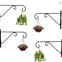 JN Crafts Metal Wall Hook Hanging Plant Bracket | Decorative Straight Plant Hanger for Pots, Bird Feeders, Planters, Lanterns, Cotton, Wind Chimes Indoor Outdoor, Black (Pack of 4)-picture-3