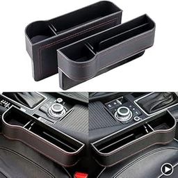 VELUZA Car Seat Gap Filler Organizer, 2 Pack Multifunctional Car Seat Organizer, Auto Console Side Storage Box with Cup Holders for Drink, Car Organizer Front Seat for Holding Phone-image-0