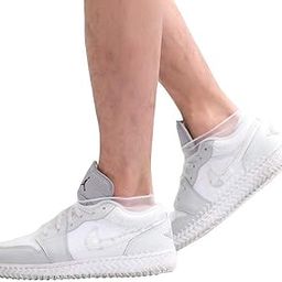 Waterproof Shoe Covers Reusable Silicone Cover Non-Slip Rubber Rain Shoes Rain Boots for Men, Women, Kids |Overshoes Protectors for Kitchen, Indoor, Outdoor-1Pair (White, M)-image-87