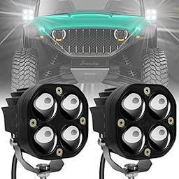 Carzex 4 Led Mini Drive Fog Projector Flasher Bar Light with White/Yellow Led DRL Pods Light for Cars, Bikes, Scooty, Metal Body, Set of 2 Pcs-30