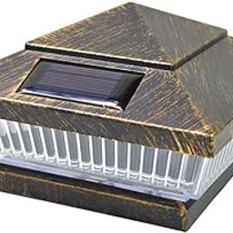 iGlow 1 Pack Vintage Bronze Outdoor 4 x 4 Solar 5-LED Post Deck Cap Square Fence Light Landscape Lamp PVC Vinyl Wood-image-51