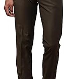 Men's Slim Fit Mid Rise Solid Pattern Polyester Blend Flat Front Formal Trouser-image-5