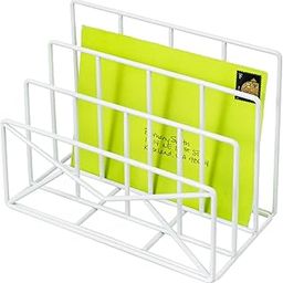 INDIDECOR 2961 Classic 3 Slot Modern White Metal Wire Freestanding Desk Mail Sorter with Envelope Design, Office Desktop Letter, File, and Bill Compact Storage Organizer-image-9