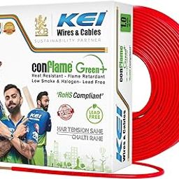 KEI CONFLAME GREEN PLUS 1 sqmm 1 Core Copper Heat Resistant Flame Retardant Low Smoke & Halogen - Lead Free House Wire for Domestic & Industrial Electrical Wiring (Red, 90 Meters)-image-44