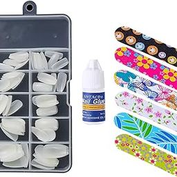 Store2508 Acrylic Artificial False Nails 100 Pcs With Box, Glue & Filers Pack of 8 (Set A)-image-29