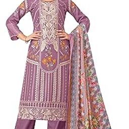 Women's Exquisite Unstitched Viscose Jam Cotton Suit Dress Material with Embroidered Daman & Sleeves | Stylish Pure Cotton Digital Print Dupatta & Solid Bottoms-picture-30