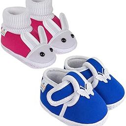 neska moda Pack of 2 Unisex Baby Booties For 6 To 12 Months (Maroon,Orange)-picture-46