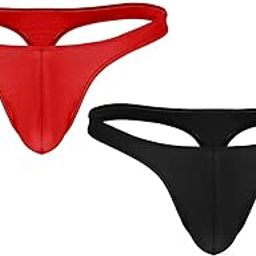Synthetic Men's Combo of Stretch Low Rise Thong Underwear Sexy Bikini Style, Free Size Fit for Small-Medium-Large Waist, Red and Black Color, 2 Pieces Combo-picture-33