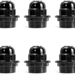 VRCT E27 Screw Black Light Bulb Lamp Holder Base Pendant Bulb Socket Pack of 6-31