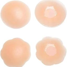 Nipple Cover Nipple Covers Reusable Comfortable & Natural Invisible Adhesive Breast Silicone Pasties Friendly Nipple Stickers Lingerie Accessories Ideal for Women (Pack of 4) Cream-image-70