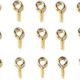 Beads & Crafts: Screw Eye Pins Hooks Eyelets Screw Threaded for Jewellery Making Findings DIY Craft 8mmx4mm (Gold, 50)-picture-10