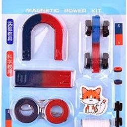KRAFTMASTERS Science Magnets Set for Education Science School Classroom Experiment Tools for Kids Including Bar/Ring/Horseshoe/Thread/Car Magnets (N0:-3)-image-10