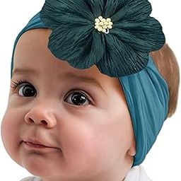 SYGA Baby Headband Nylon Flower Soft Stretchable Hairband for Newborn Infant Toddler Kids For 0-3 Year (Navy Blue, Free Size)-image-9