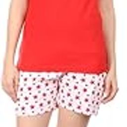 Women Girl Printed Red Color Half Sleeve Top & Short Set - Night Suit - Lounge Set - Night Dress - LOVE YOU Printed on TOP - Stars Printed on Short Superior 100% Combed Cotton Designer Styles from SEMANTIC STORE-image-92