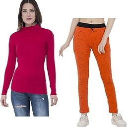 Women's Combo Pack- Woolen Warm Full Sleeves High Neck/skivvy and Cotton Printed Track Pants/Lower (Pack of 2)-image-49