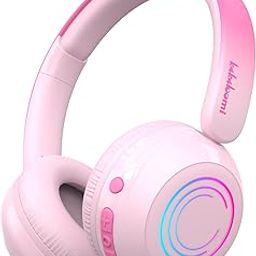 JBUNION Toddler Headphones Wireless Bluetooth Over Ear Child Head Phones Noise Cancelling for Kids 2+ Year Old Safe Volume Foldable Adjustable Light Up for School iPad Airplane Boys & Girls Pink-15