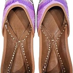 Handcrafted Embroidered Punjabi Jutti, Purple and Brown, Leather-picture-51
