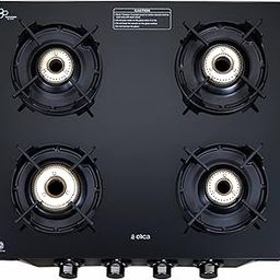 Elica Crest 4 Burner Gas Stove with Crown Design Pan Support and Forged Brass Burners (CREST 460 J NERO), Black-image-97